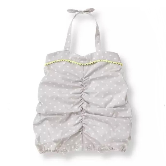 NWT Janie and Jack Polka Dot Bubble Romper One Piece Halter Gray White 6-12 mts